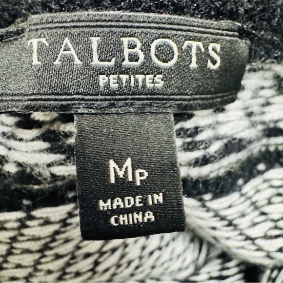 Talbots Black and White Crew Neck Sweater with Geometric Design - Picture 5 of 5